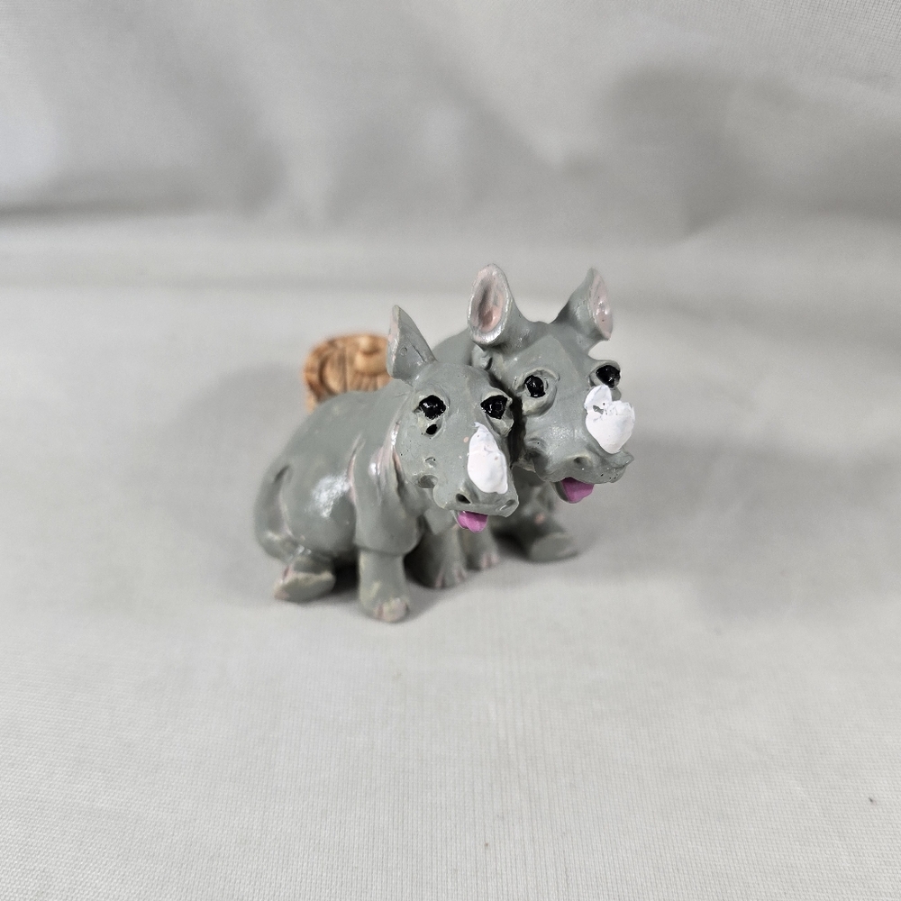 Rhinoceros Rhino Couple Figurine Noah's Ark Vintage 1996 Resin  1.5"